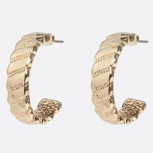 New Ribbed Gold Hoop Earrings